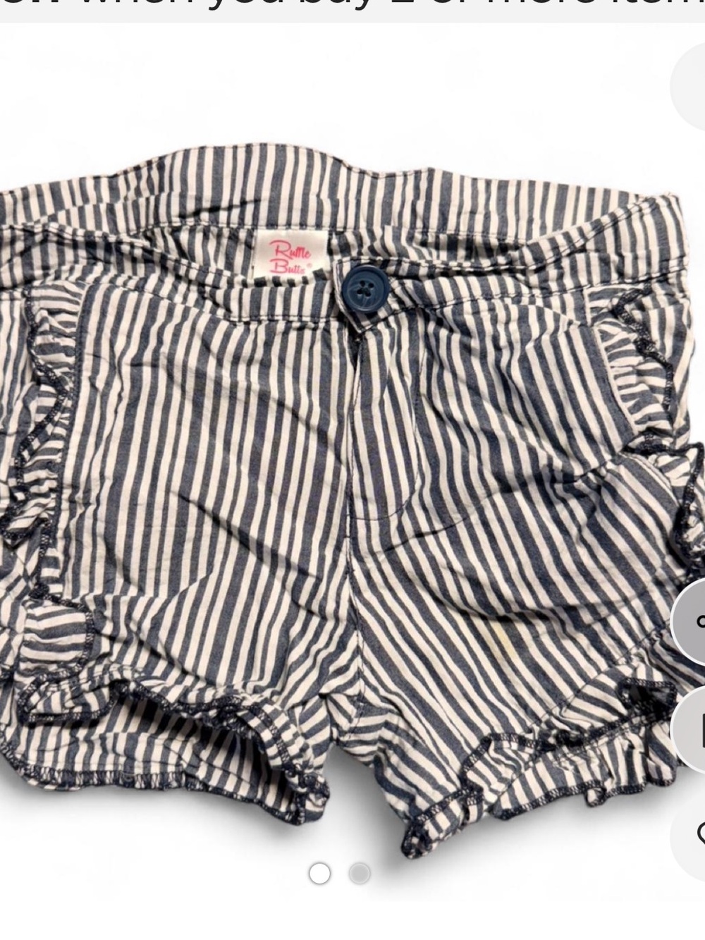 Ruffle Butts Navy & White Striped Ruffle-Trim High Waist Shorts